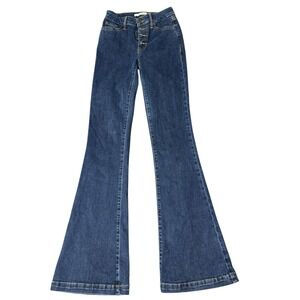 Guess Jeans‎ Womens 25x32 Iconic Flare Dark Blue Denim Boho Hollywood Button Fly